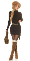 Sexy Denim Mini Skirt with Leo Look Waistband Black S