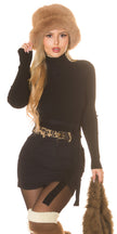 Sexy Denim Mini Skirt with Leo Look Waistband Black S