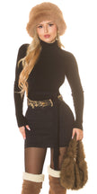 Sexy Denim Mini Skirt with Leo Look Waistband Black S