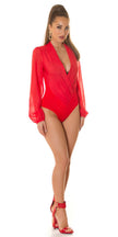 Sexy Body mit Tiefem Ausschnitt Red M