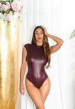 Sexy KouCla stand-up collar Body Wetlook Bordeaux O/S