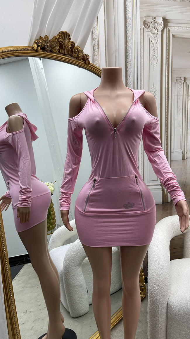 Sexy Koucla longsleeve Minidress with Cut Outs Rose O/S