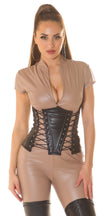 Sexy Koucla Corsage in leather look Black L