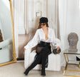 Sexy Elegant Oversize Satin-Look Blouse White O/S
