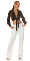 Sexy satin look blouse to tie Black O/S