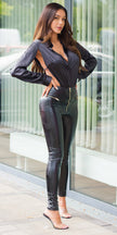 Sexy Koucla Satin look Blouse Kim K Look Black O/S