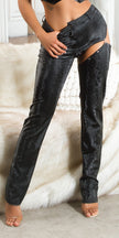 Sexy Koucla Wetlook Pants with Snake Print & Cut Out Snake L