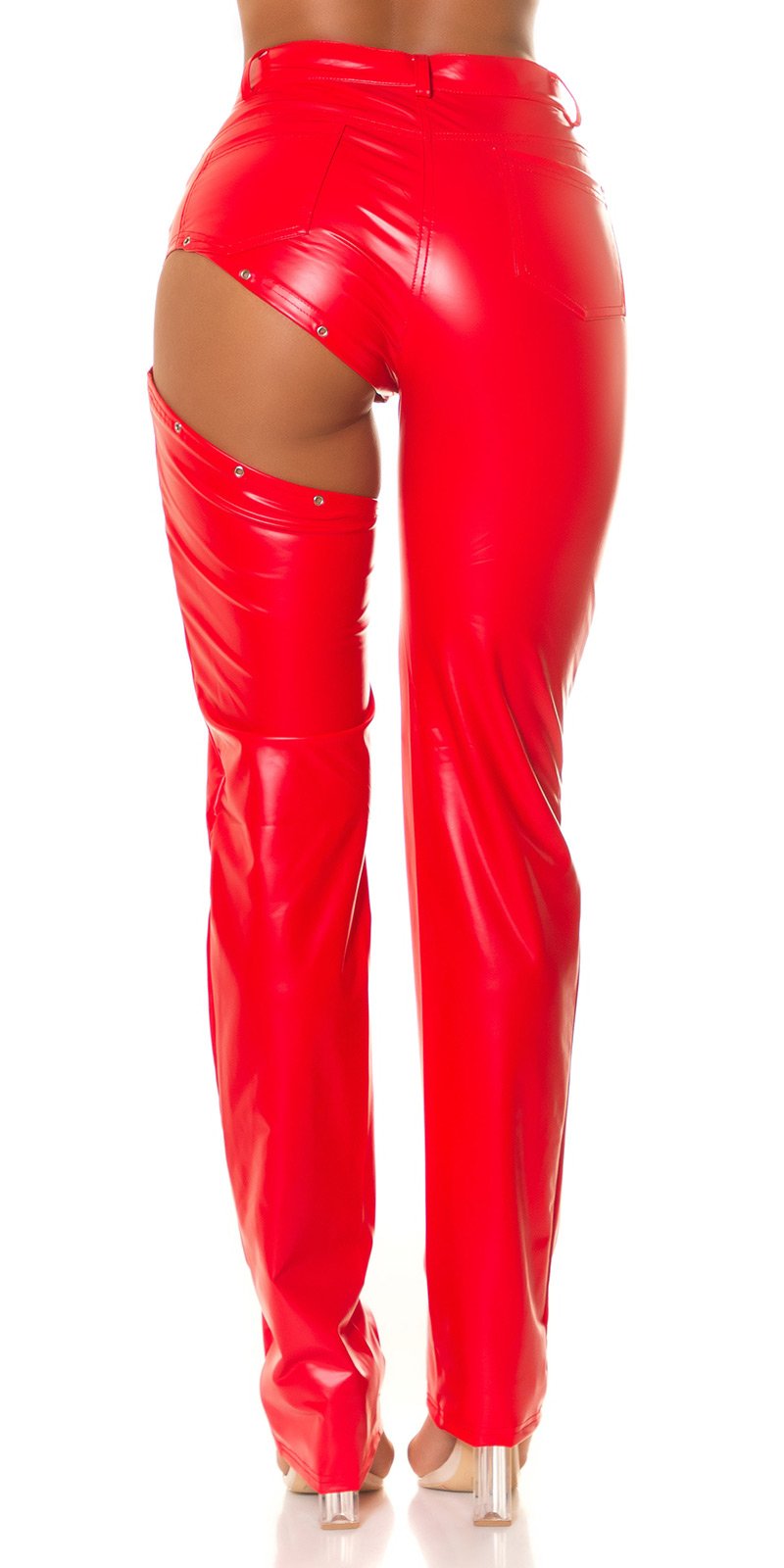 Soo Sexy! Koucla leatherlook pants with cut out Red L