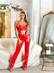 Soo Sexy! Koucla leatherlook pants with cut out Red L