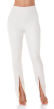 Trendy Highwaist pants with Cuts BlogerStyle Beige L
