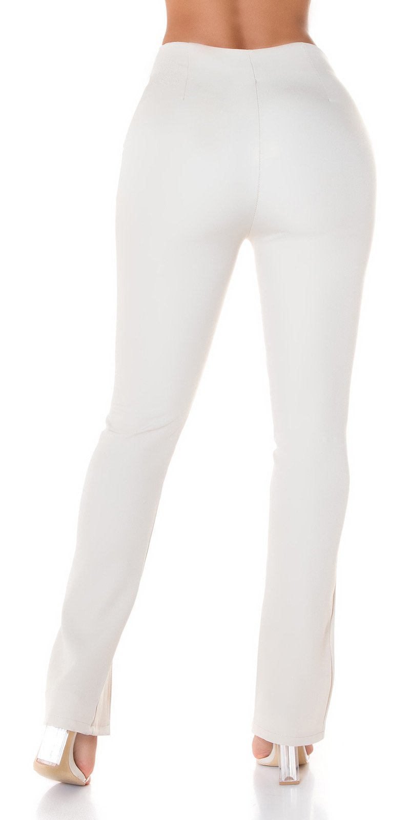 Trendy Highwaist pants with Cuts BlogerStyle Beige L