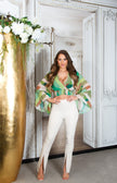 Trendy Highwaist pants with Cuts BlogerStyle Beige L