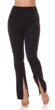 Trendy Highwaist pants with Cuts BlogerStyle Black XS