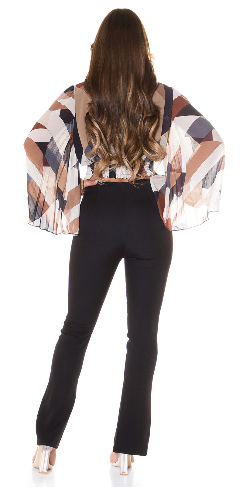 Trendy Highwaist pants with Cuts BlogerStyle Black XS