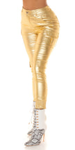 Trendy Metallic Look Cargo Pants Gold S
