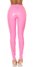 Sexy Koucla Latex Look Pants with lacing Neonpink M