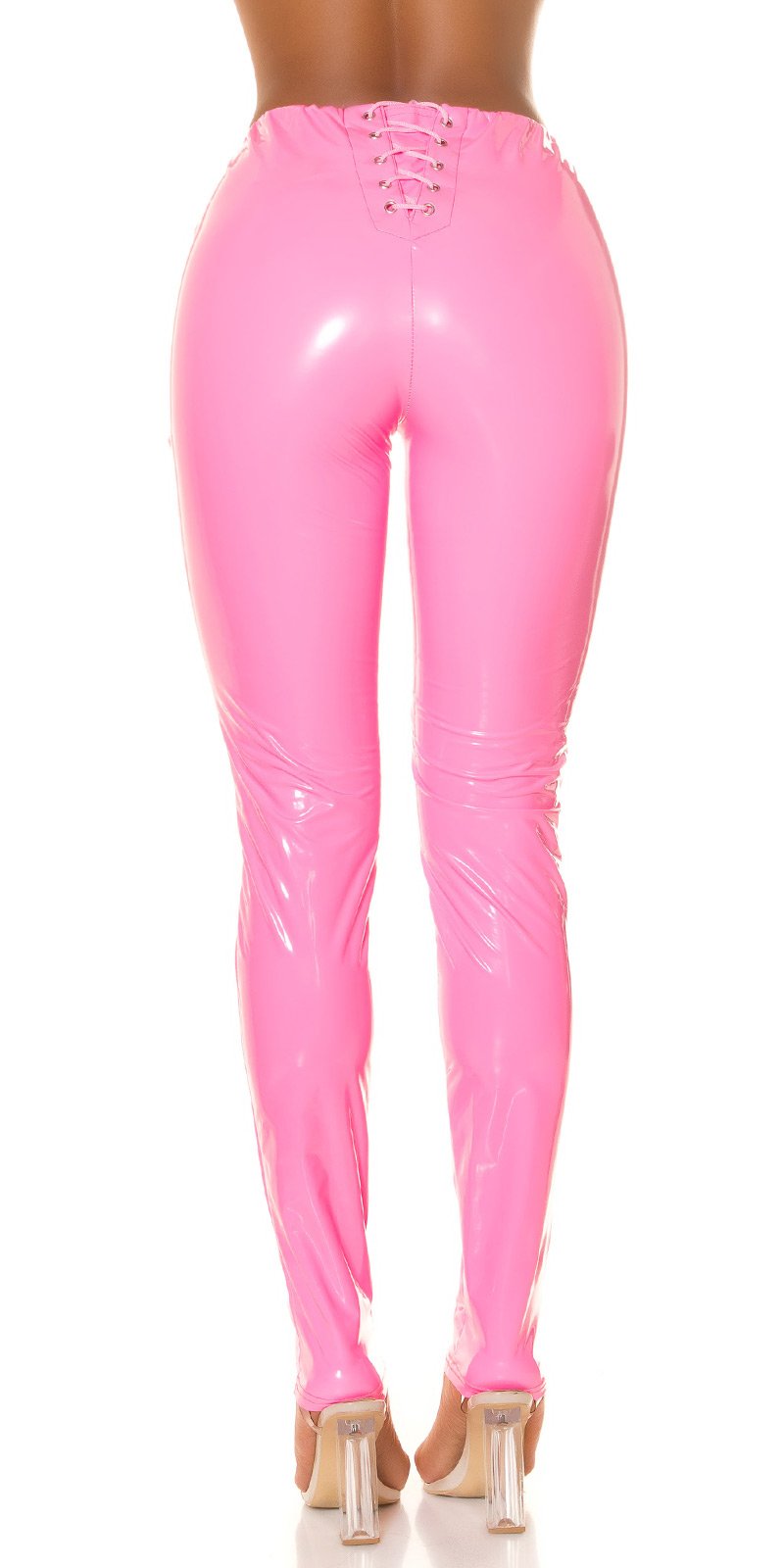 Sexy Koucla Latex Look Pants with lacing Neonpink M