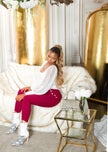 Sexy Highwaist Pants with decorative buttons Bordeaux L/XL