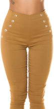 Sexy Highwaist Pants with decorative buttons Caramel L/XL