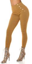 Sexy Highwaist Pants with decorative buttons Caramel S/M