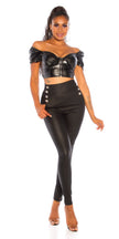 Sexy High Waist Pants with big Buttons Black XL