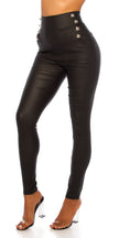 Sexy High Waist Pants with big Buttons Black XL