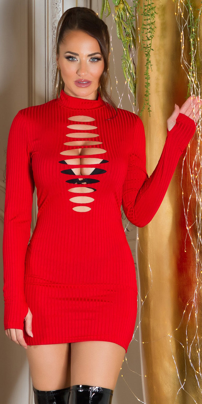 Sexy Minidress with cut outs Red O/S