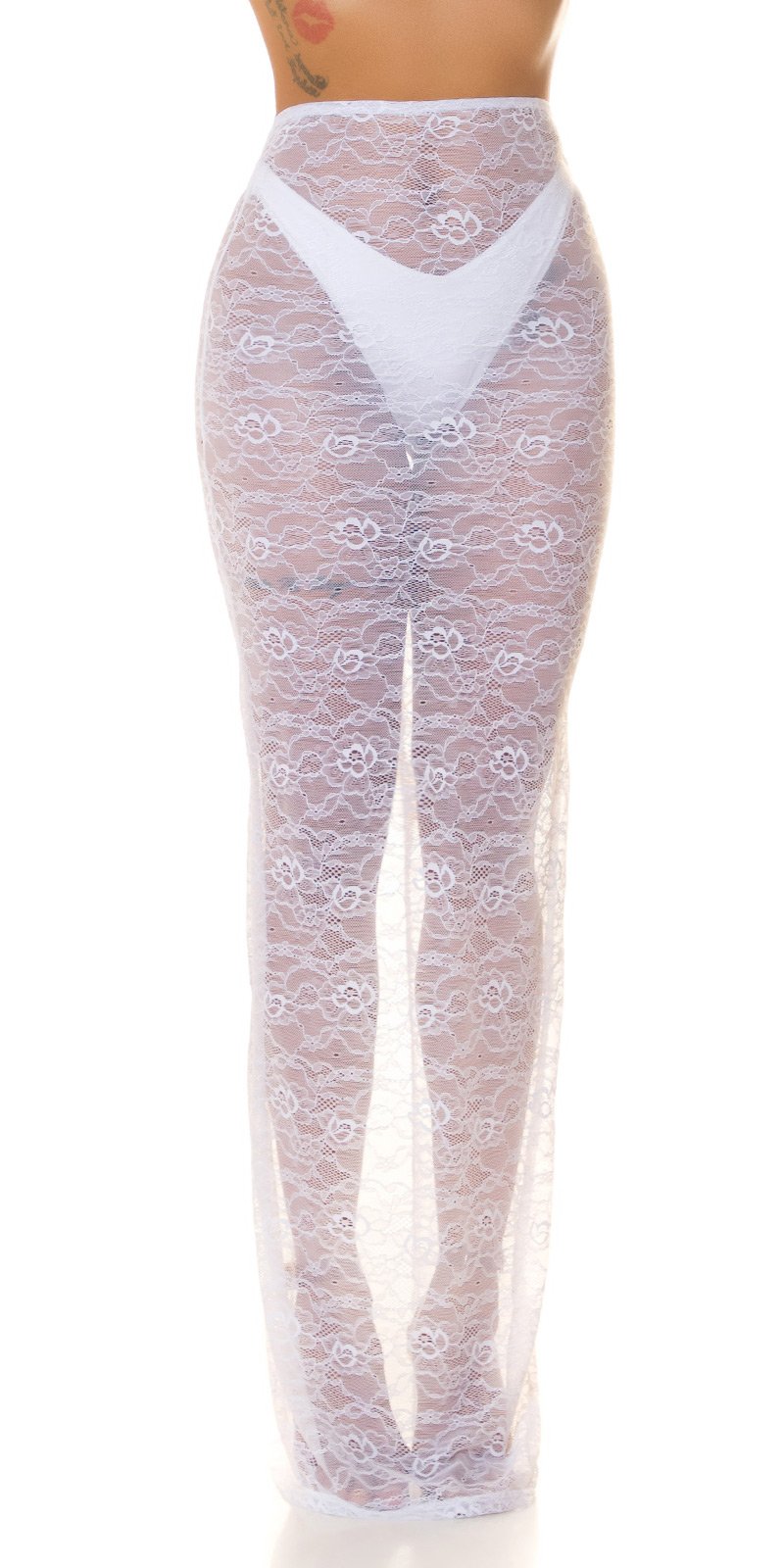 Sexy Koucla Highwaist Lace Maxiskirt White L