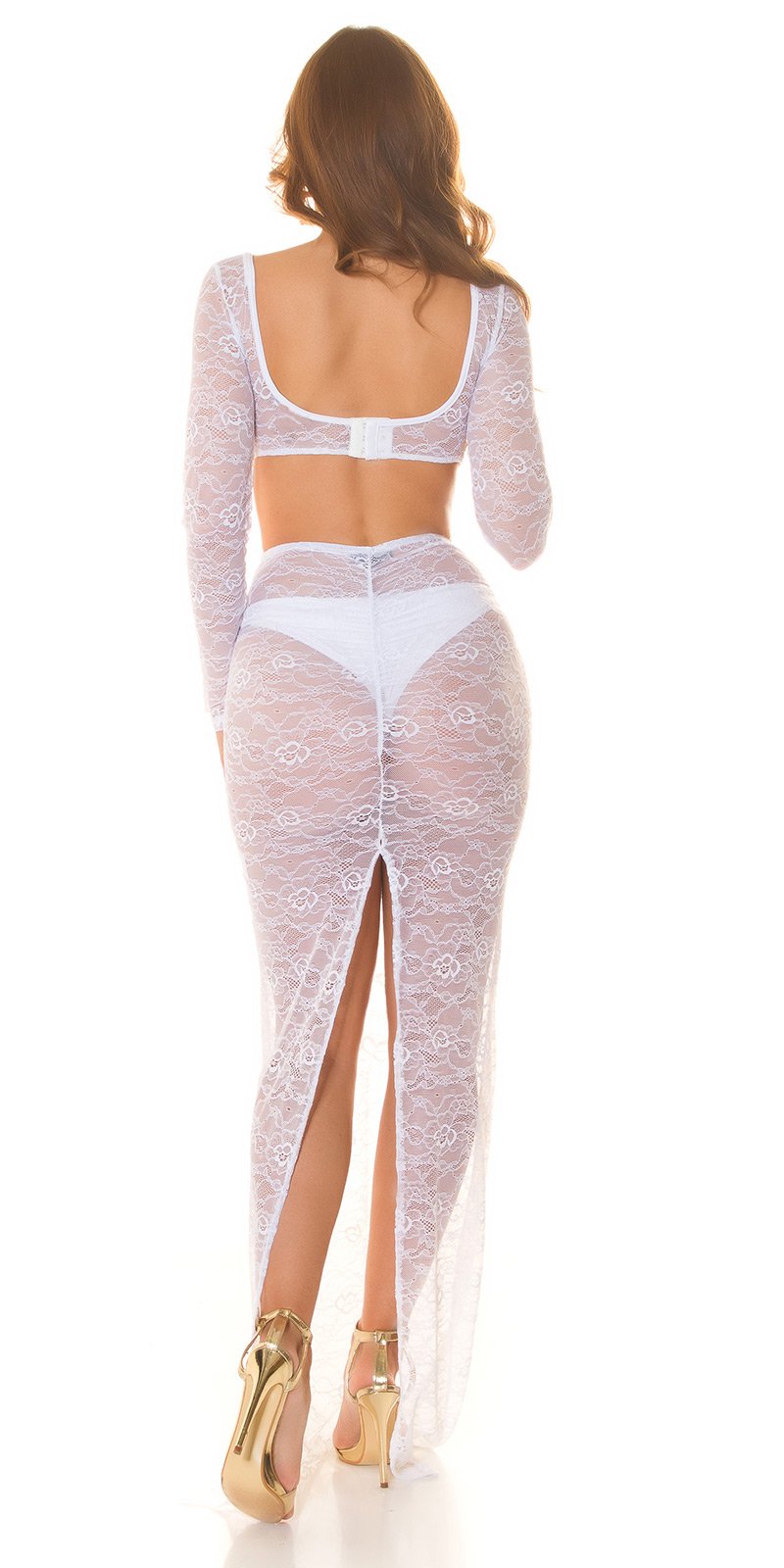 Sexy Koucla Highwaist Lace Maxiskirt White S