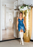 Sexy Koucla faux leather dress corset look DarkBlue O/S