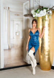 Sexy Koucla faux leather dress corset look DarkBlue O/S