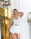 Sexy KouCla V-Sut skort Playsuit Backless White L