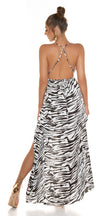 Sexy Koucla Silk-Look Backless Maxidress Zebrawhite O/S