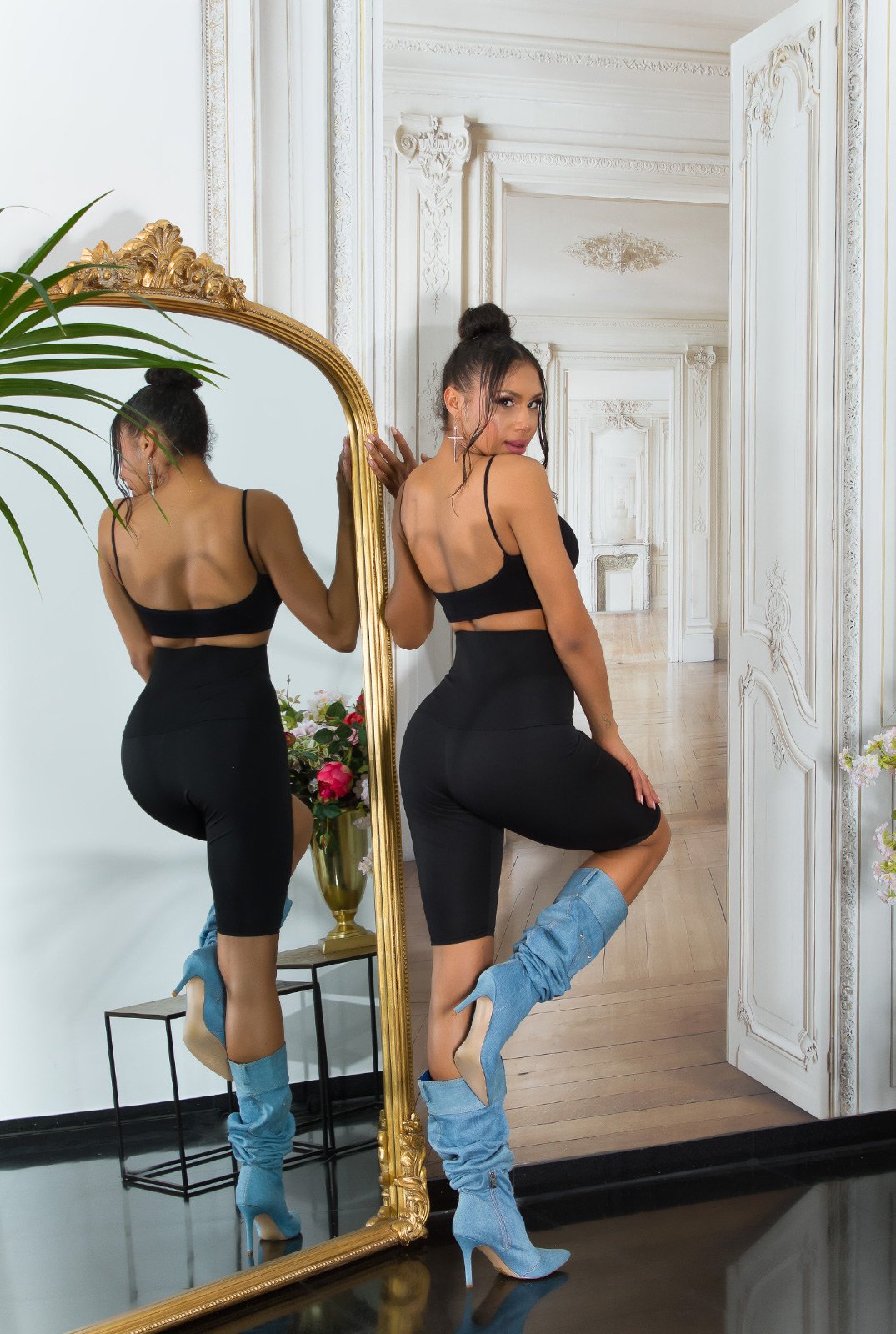 Sexy Highwaist Shaping Biker Shorts Black S/M