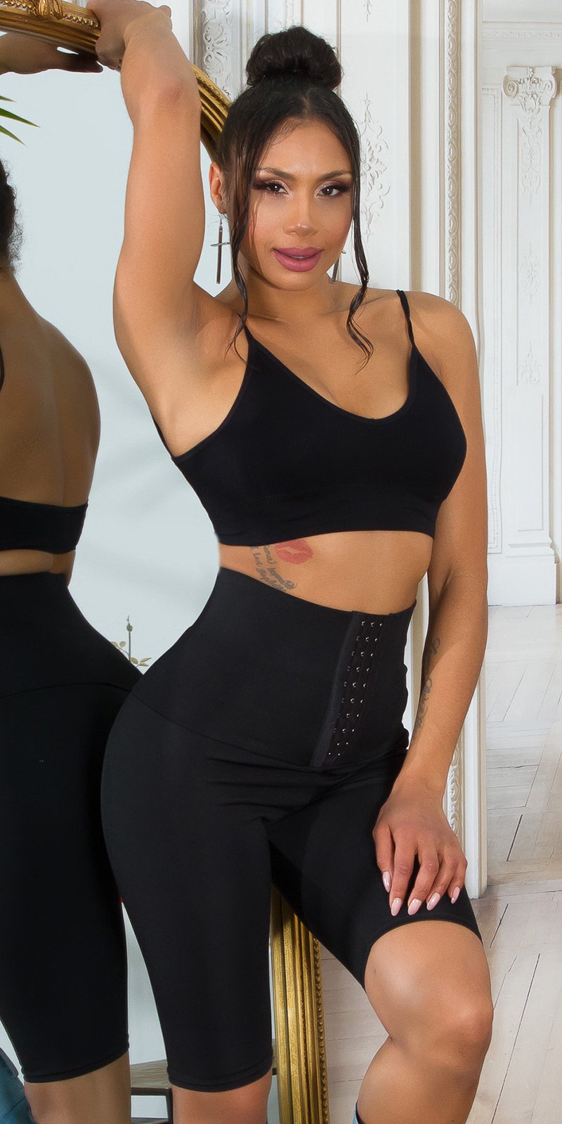 Sexy Highwaist Shaping Biker Shorts Black L/XL