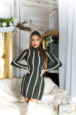 Sexy KouCla turtleneck knit dress Khaki O/S
