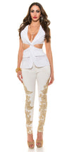 Sexy KouCla shortsleeve Blazer with zip.backless White M