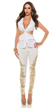 Sexy KouCla shortsleeve Blazer with zip.backless White M