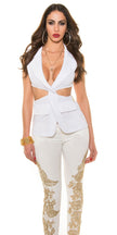 Sexy KouCla shortsleeve Blazer with zip.backless White M