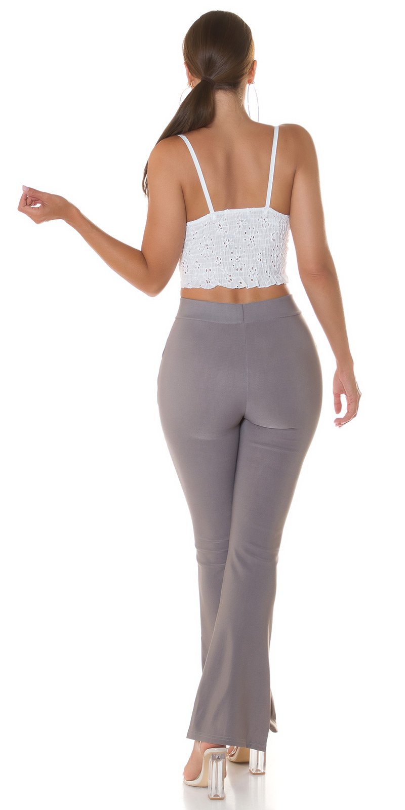 Sexy Highwaist Pants with leg slit Grey S/M