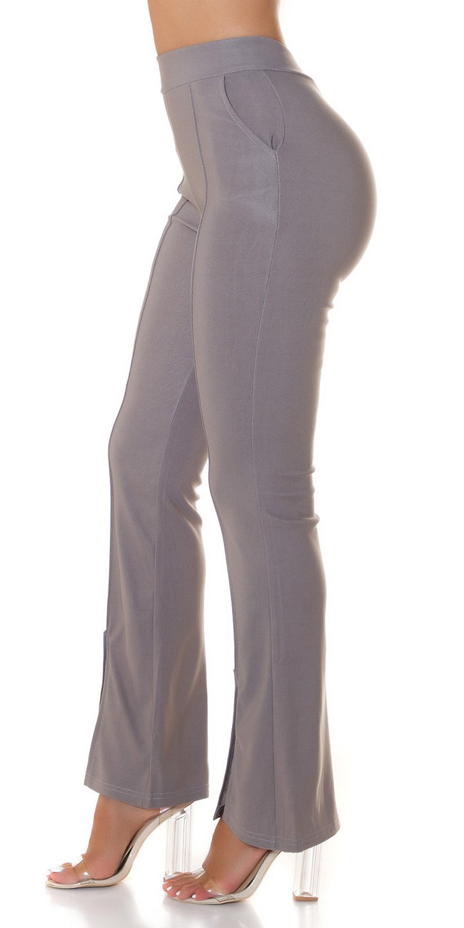 Sexy Highwaist Pants with leg slit Grey S/M