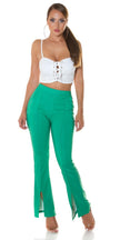 Sexy Highwaist Pants with leg slit Green L/XL