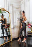 Sexy KouCla Wetlook leggings with lacing at back Black S/M