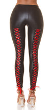 Sexy KouCla Wetlook leggings with lacing at back Black S/M