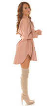 Sexy Faux Leather Shirt Dress Oldrose O/S