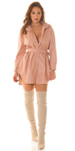 Sexy Faux Leather Shirt Dress Oldrose O/S