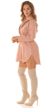 Sexy Faux Leather Shirt Dress Oldrose O/S