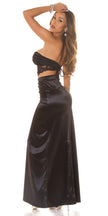 Sexy Koucla draped Maxi Skirt in Satin Look Black L