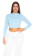 Sexy Long Sleeve Top Backless Light Blue O/S