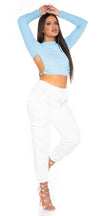 Sexy Long Sleeve Top Backless Light Blue O/S